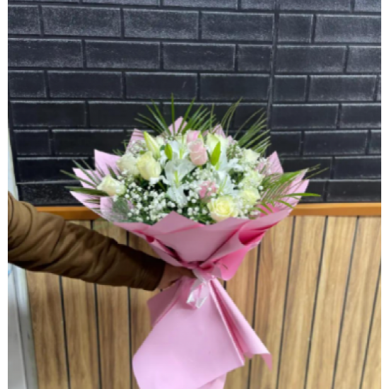 PEMBE AMBALAJLI KARISIK BUKET