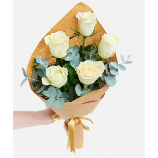 5'li Beyaz Gül Buketi
