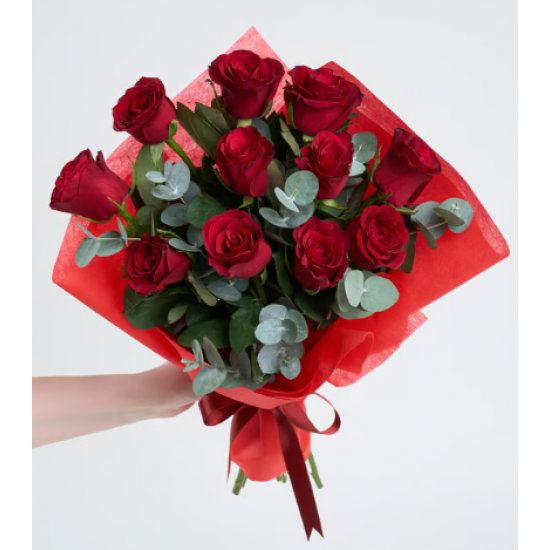 Kırmızı Bukette 11 Kırmızı Gül