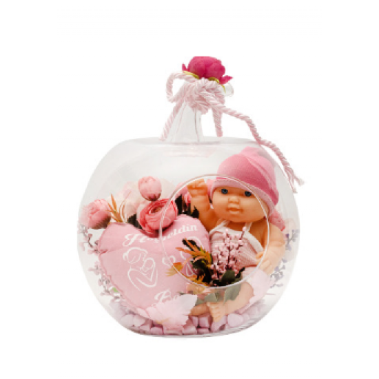 Elma Fanusta Hoşgeldin Kız Bebek Teraryum (~30 cm)