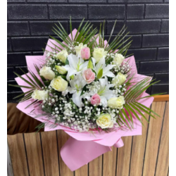 PEMBE AMBALAJLI KARISIK BUKET