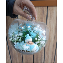 Elma Fanusta Hoşgeldin Erkek Bebek Teraryum (~30 cm)