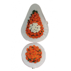 İki Katlı Turuncu Gerbera Çelenk 