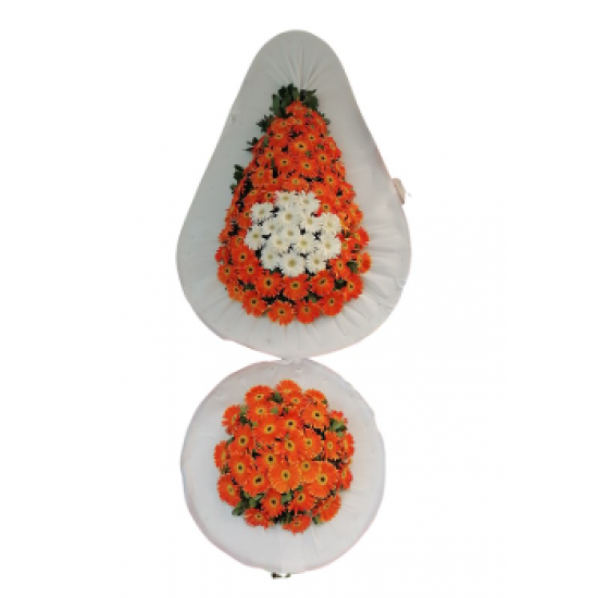İki Katlı Turuncu Gerbera Çelenk 